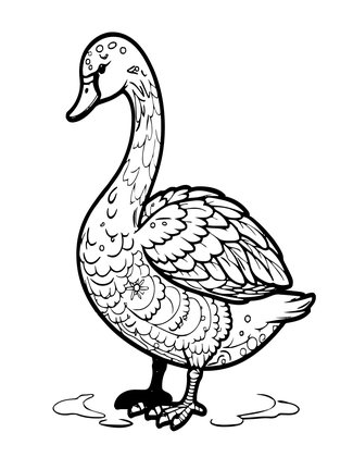 Swan in Snow - Free printable coloring page