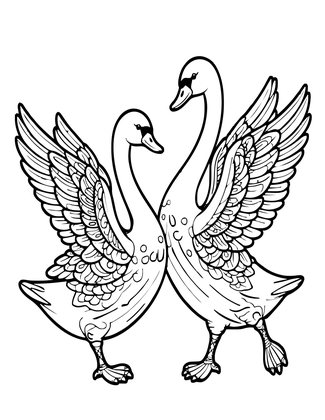 Dancing Swans - Free printable coloring page