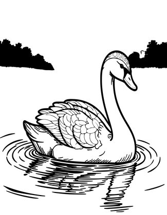 Swan in Mist - Free printable coloring page