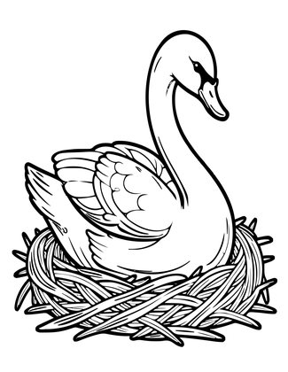 Nesting Swan - Free printable coloring page