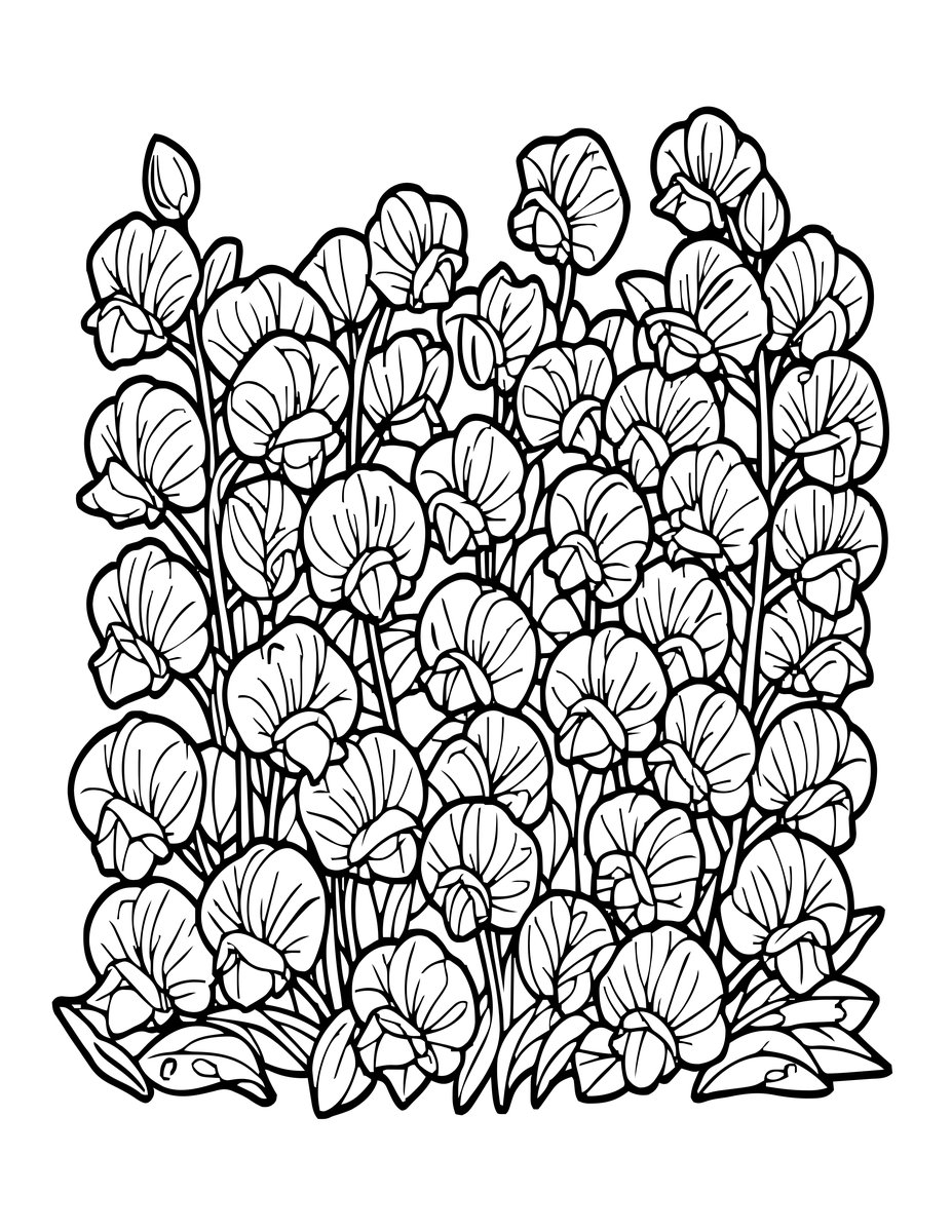 Cottage Garden Row - free printable coloring page