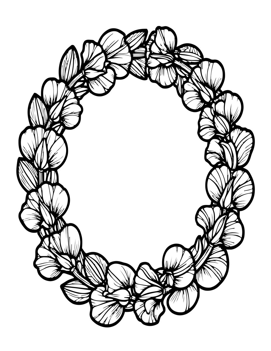 Sweet Pea Wreath - free printable coloring page