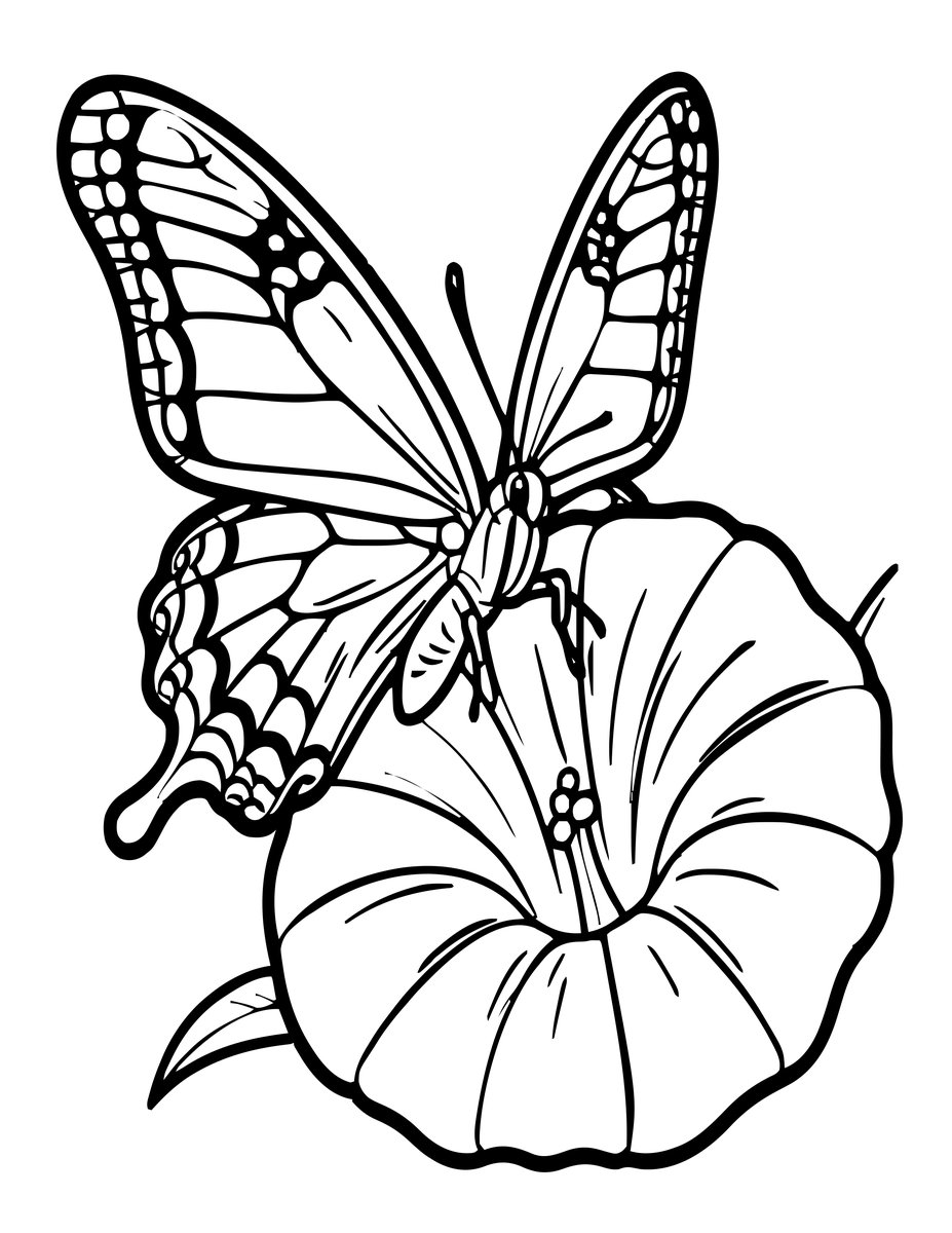 Butterfly Visit - free printable coloring page