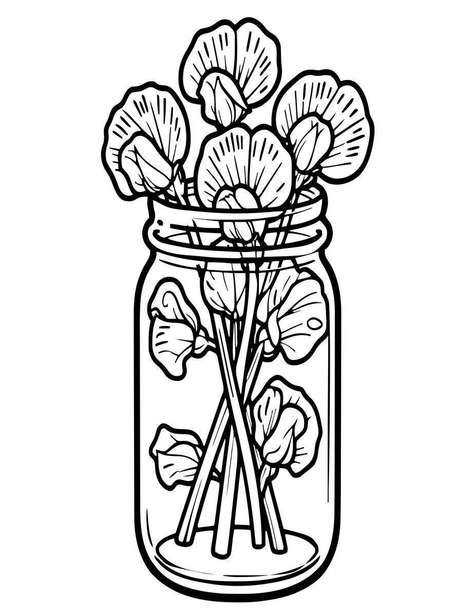Sweet Pea Jar - free printable coloring page
