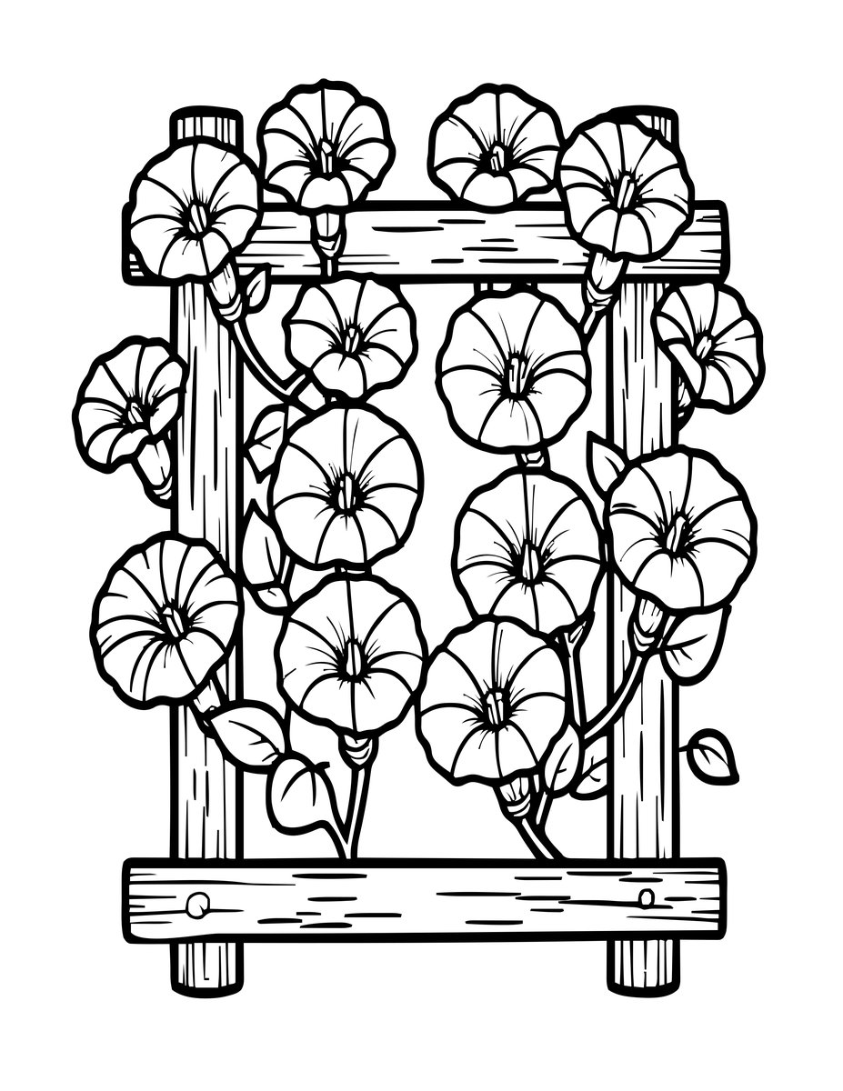 Morning Glory Vine - free printable coloring page