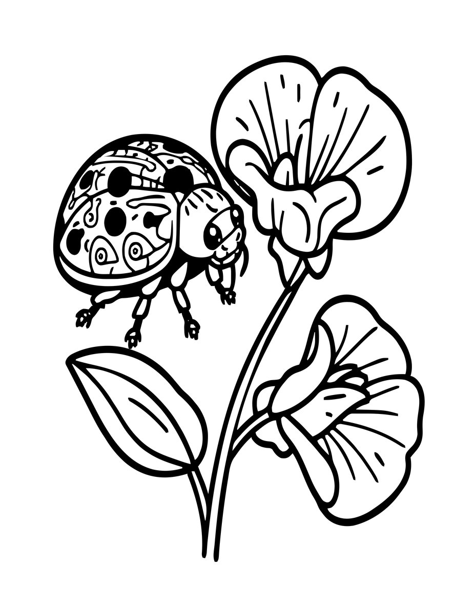 Sweet Pea and Ladybug - free printable coloring page
