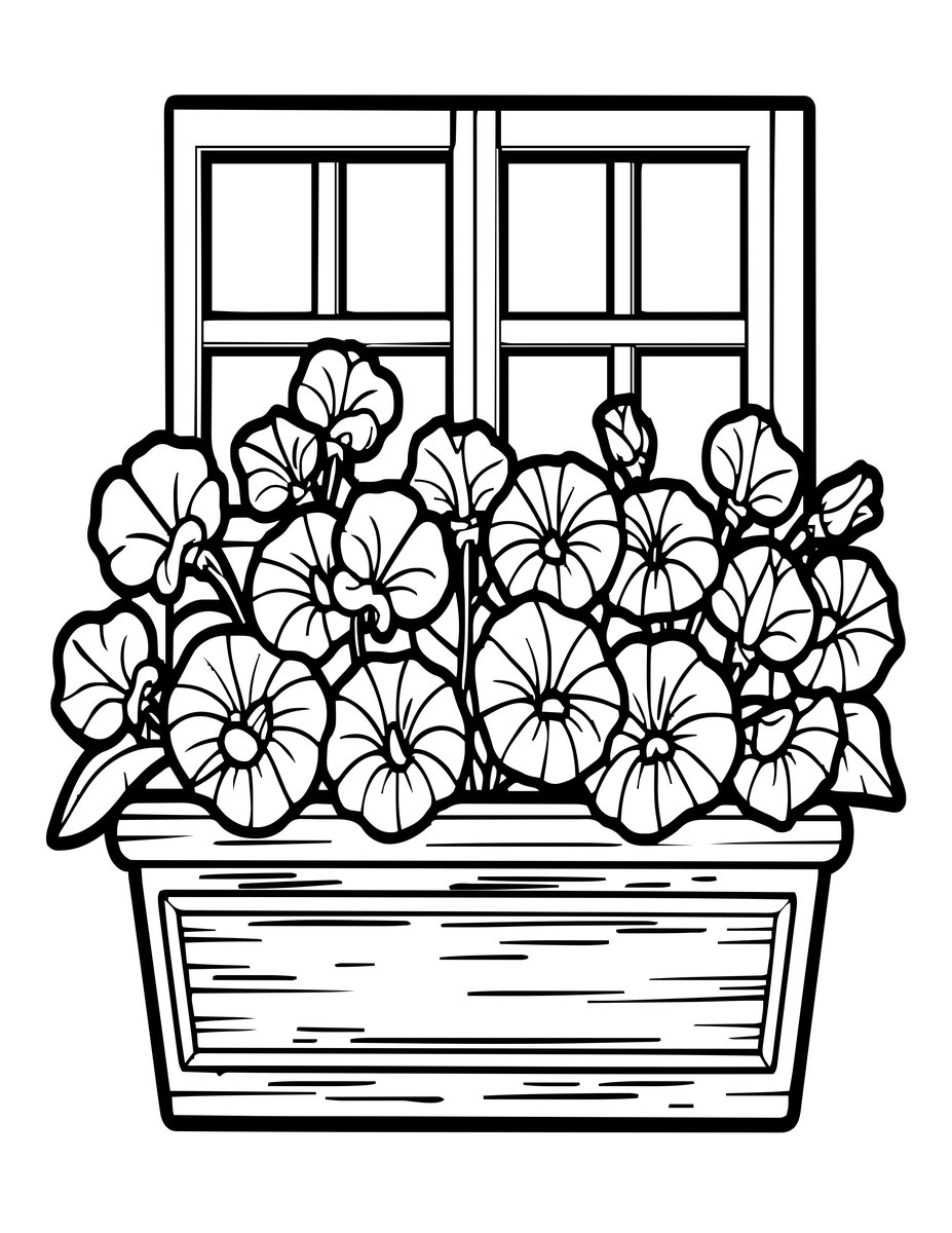 Window Box - free printable coloring page