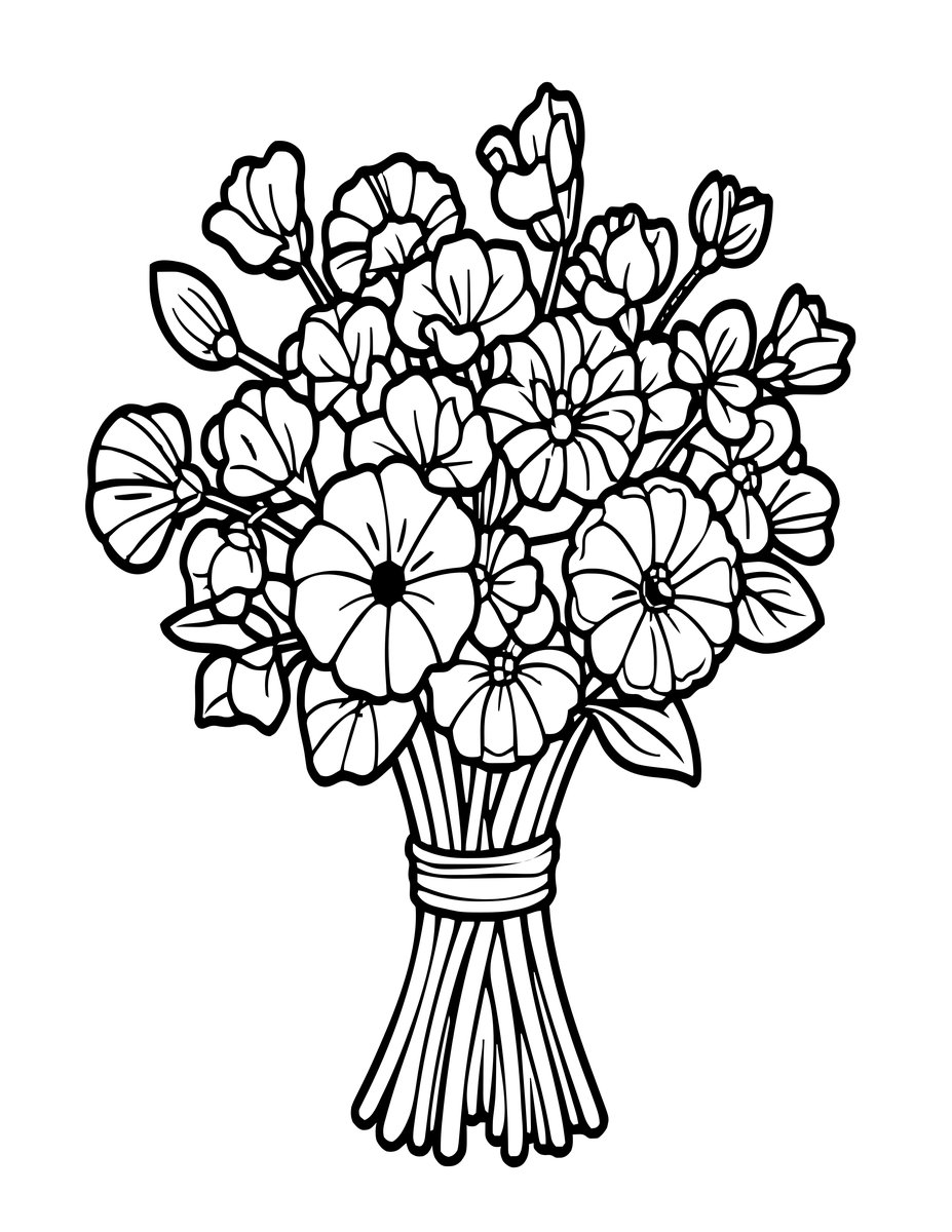 Mixed Bouquet - free printable coloring page