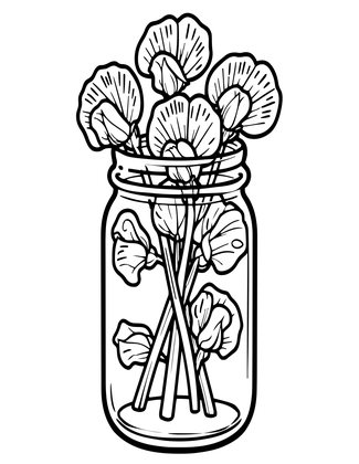 Sweet Pea Jar - Free printable coloring page