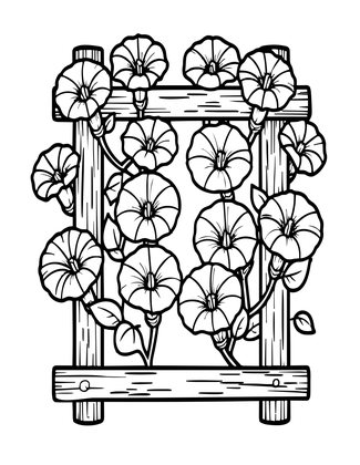Morning Glory Vine - Free printable coloring page