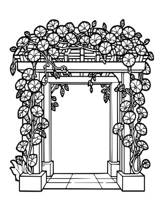 Morning Glory Canopy - Free printable coloring page