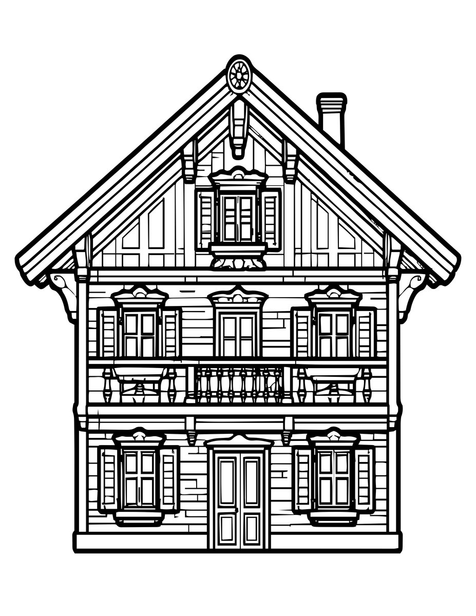 Appenzell Chalet - free printable coloring page