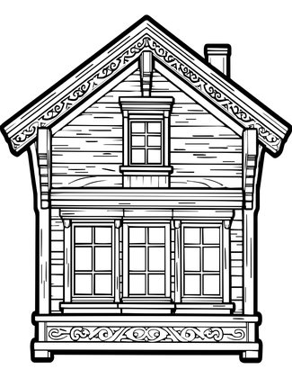 Chalet Woodcarving - Free printable coloring page