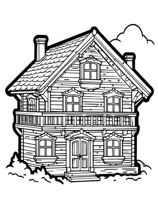 Chalet at Night - Free printable coloring page