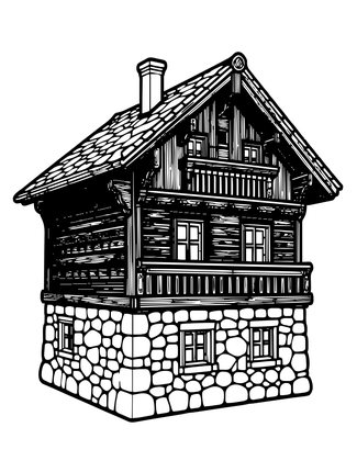 Old Chalet - Free printable coloring page