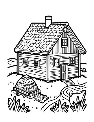 Chalet Farm - Free printable coloring page