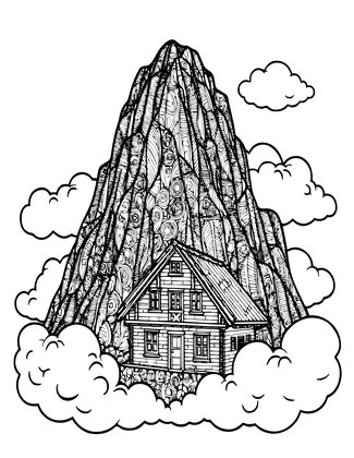 Chalet in Cloud - Free printable coloring page