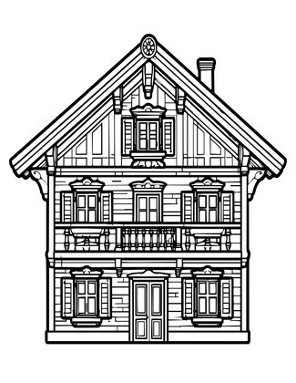 Appenzell Chalet - Free printable coloring page