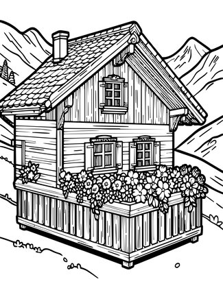 Chalet Balcony - Free printable coloring page