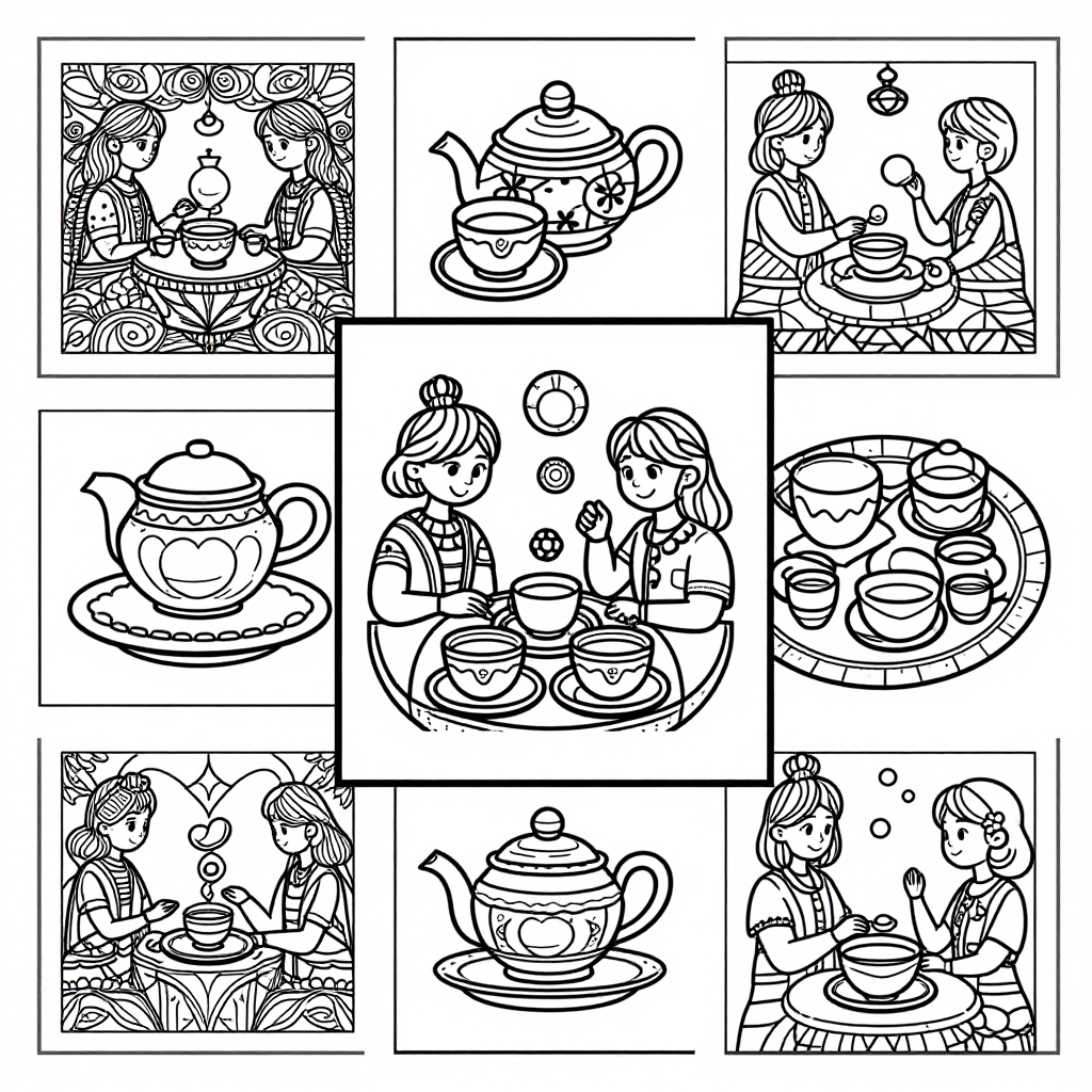 Tea Party coloring pages collection - 30 free printable pages