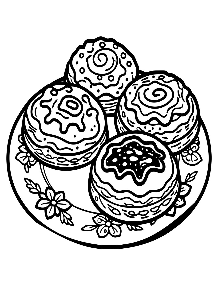 Scones and Jam - free printable coloring page