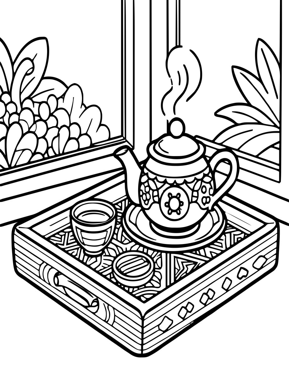 Morning Window - free printable coloring page