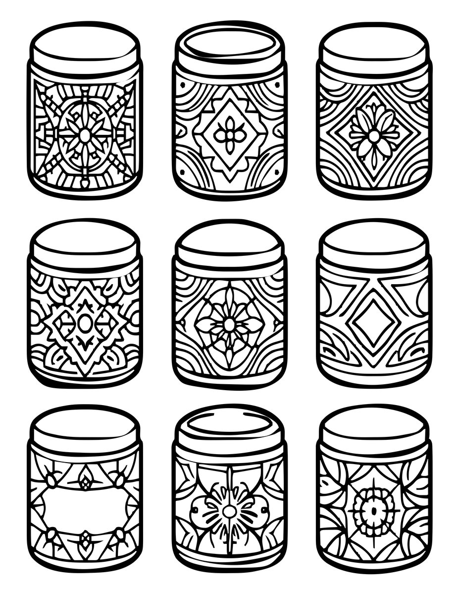 Vintage Tea Tins - free printable coloring page