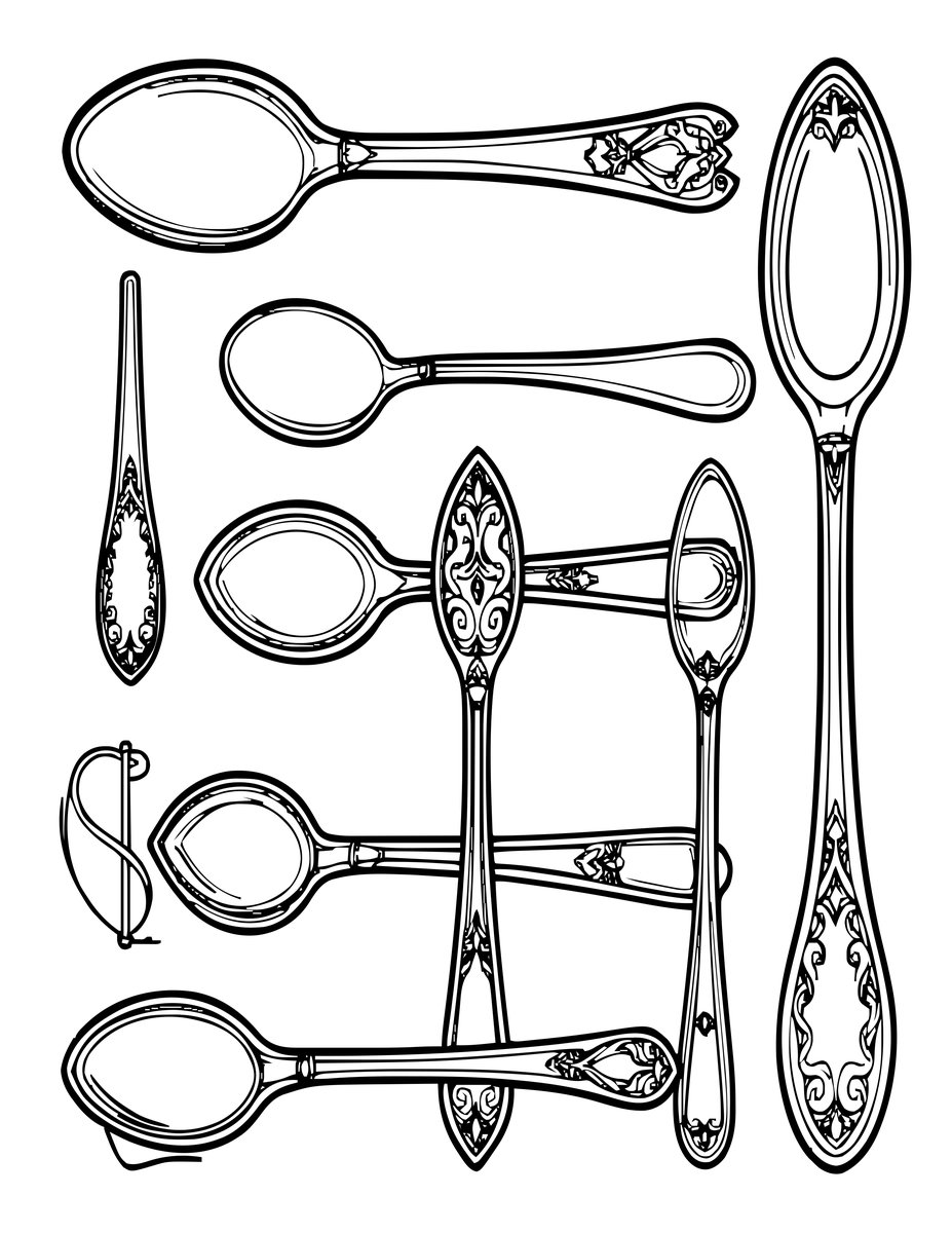 Spoon Collection - free printable coloring page