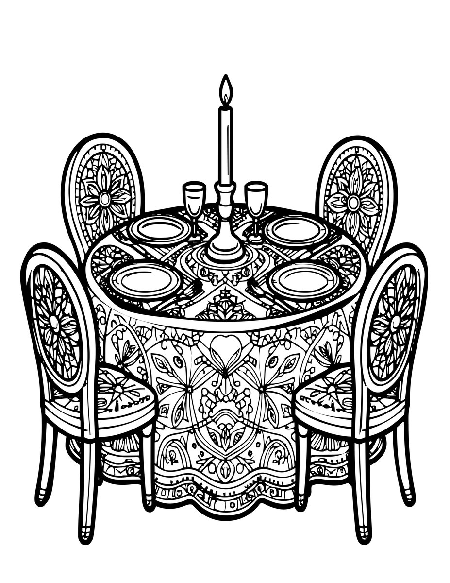 Night Tea Party - free printable coloring page