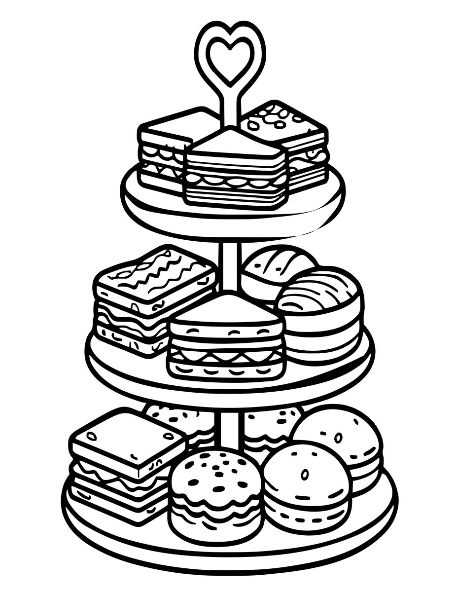 Tiered Stand - free printable coloring page
