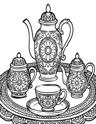 Full Tea Set - Free printable coloring page