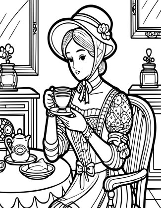 Victorian Lady - Free printable coloring page