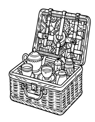Hamper Tea - Free printable coloring page