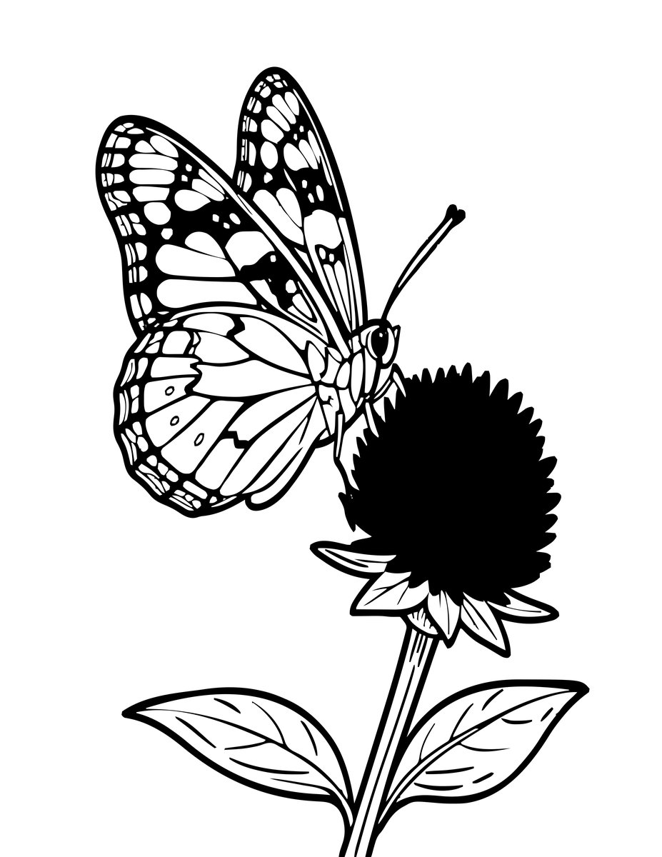 Butterfly Thistle - free printable coloring page