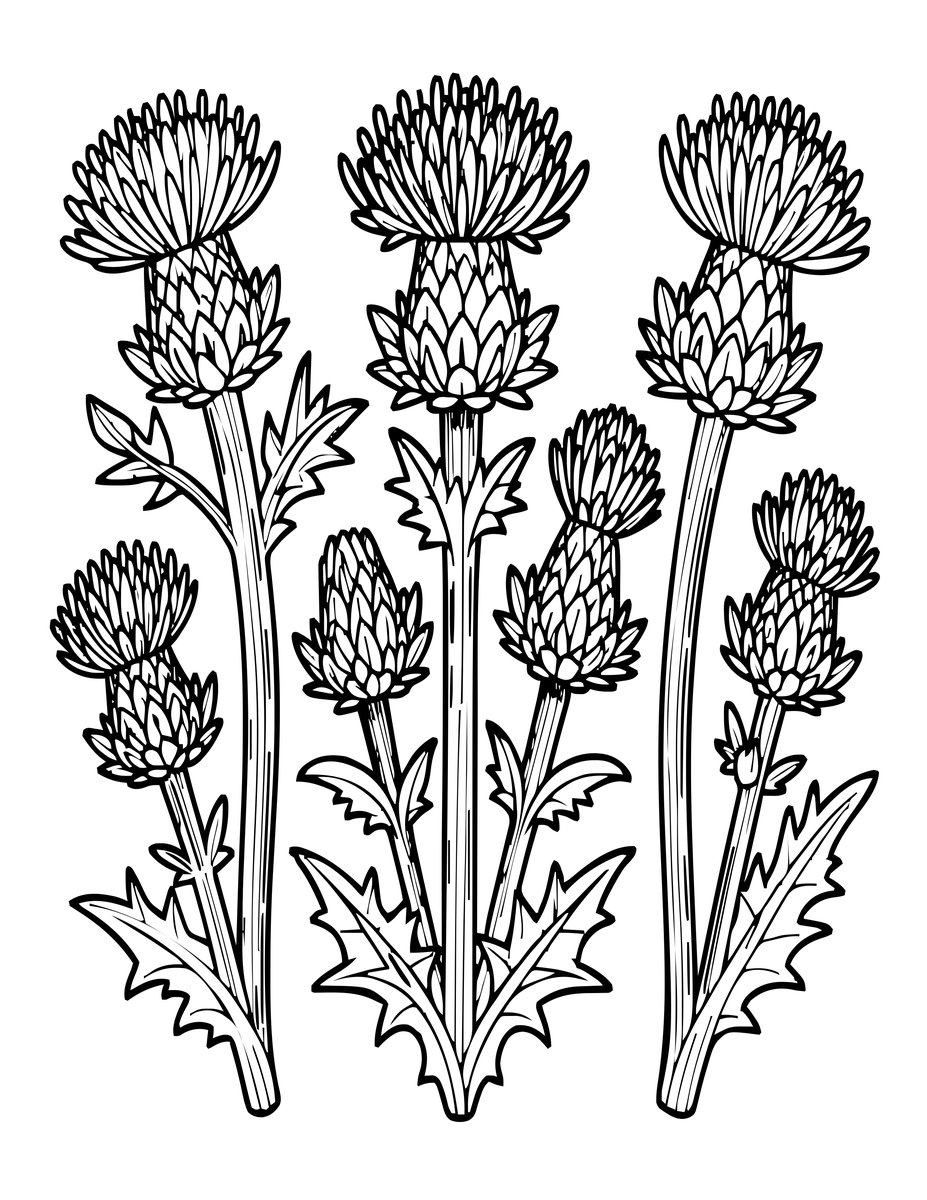 Thistle Family - free printable coloring page