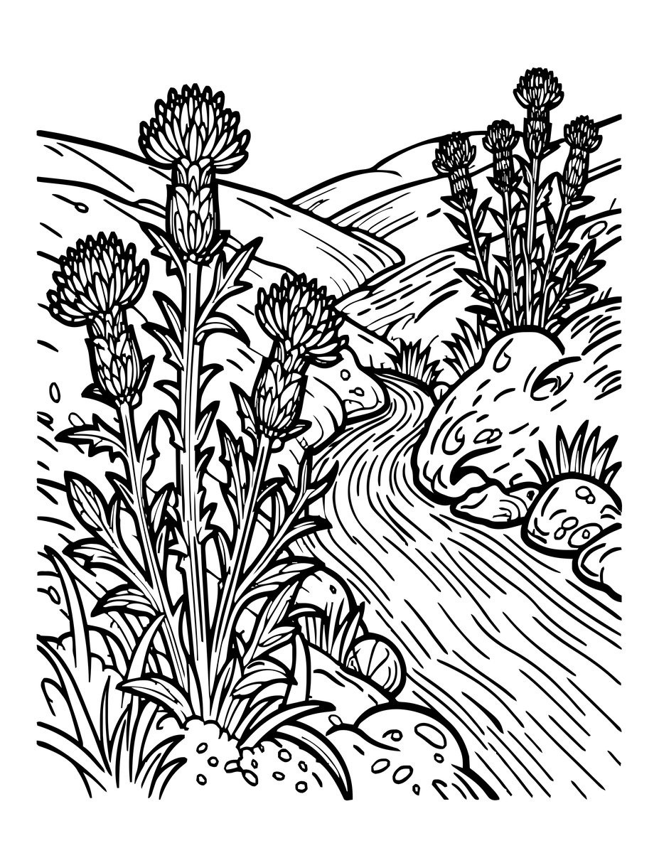 Thistle Brook - free printable coloring page