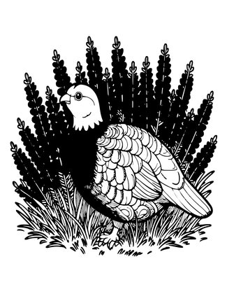 Grouse in Heather - Free printable coloring page