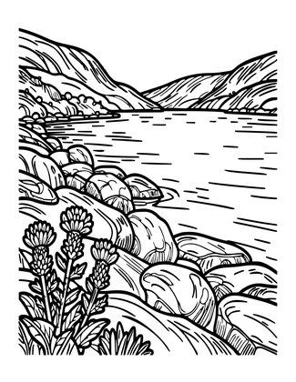 Loch Shore - Free printable coloring page