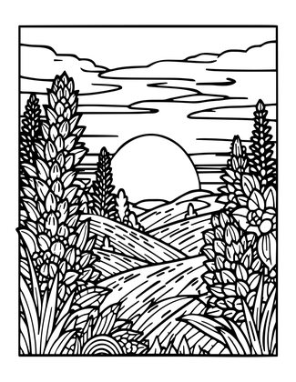 Sunset Silhouette - Free printable coloring page