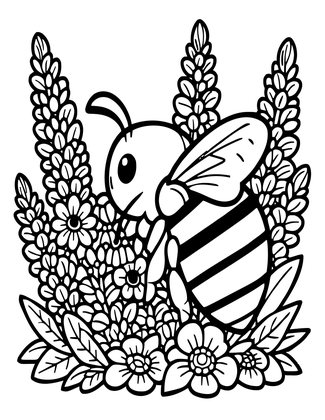 Bee on Heather - Free printable coloring page