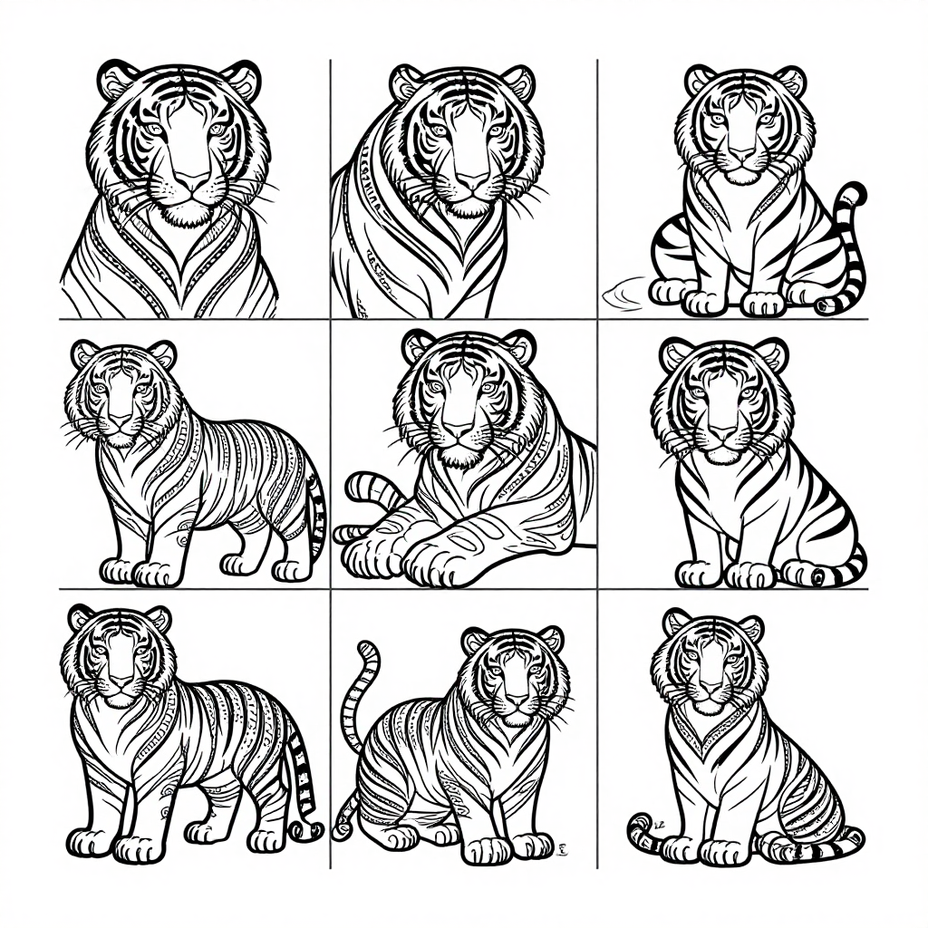 Tigers coloring pages collection - 30 free printable pages