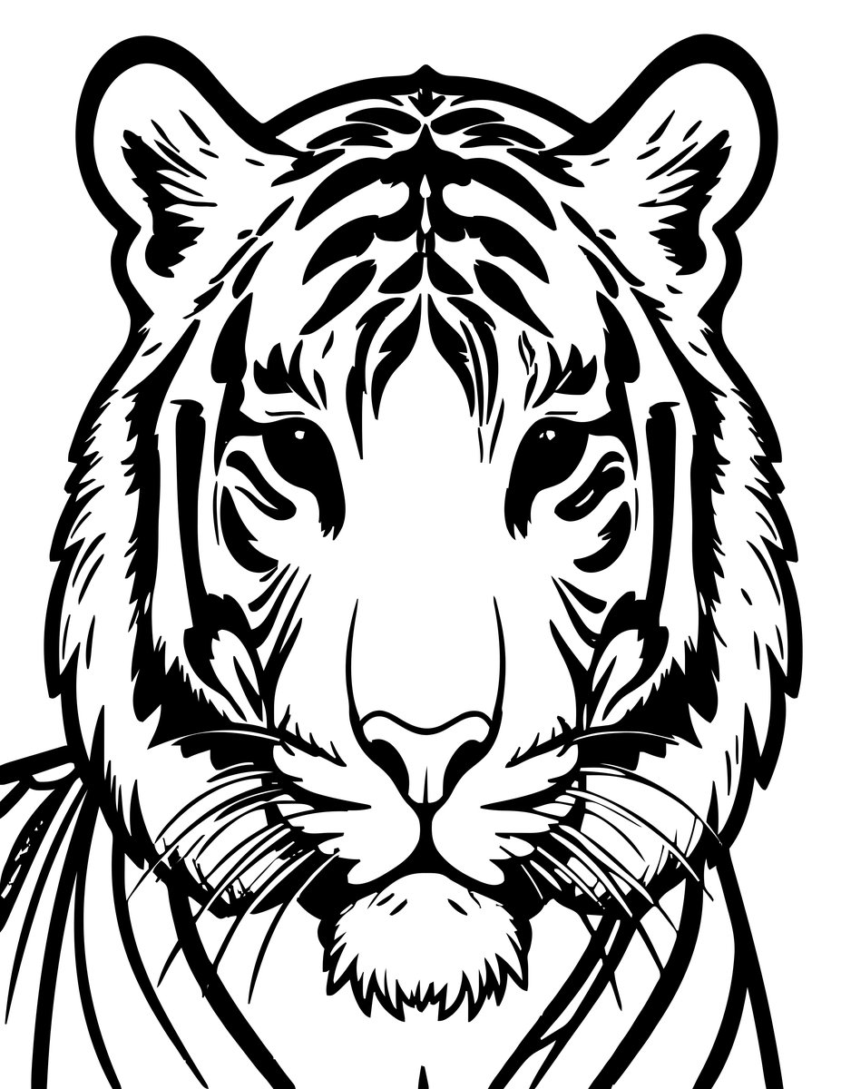 Tiger Portrait - free printable coloring page