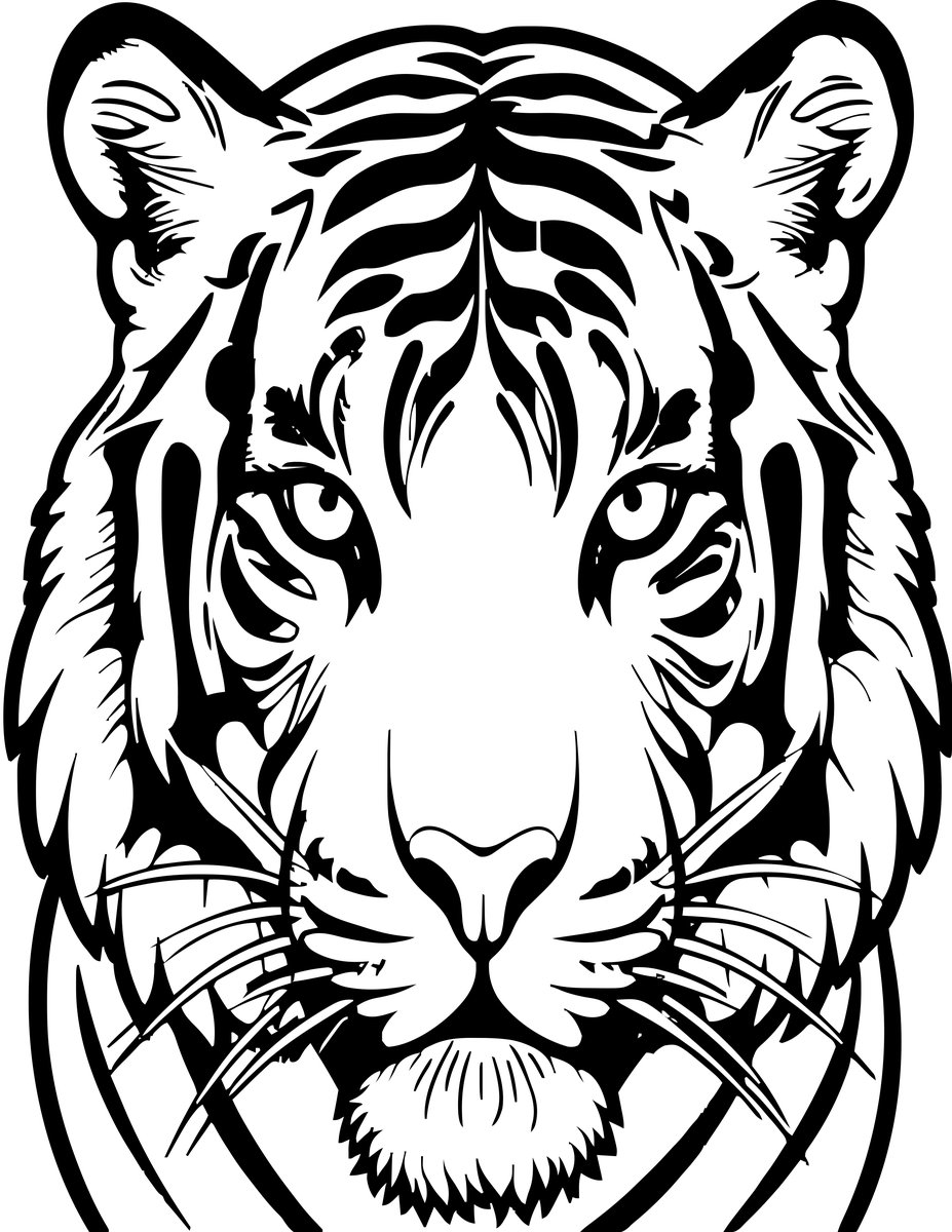 Tiger Face Stripes - free printable coloring page