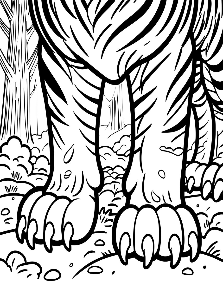 Tiger Paws Close-up - free printable coloring page
