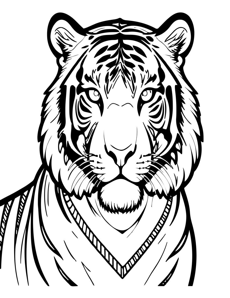 Tiger at Night - free printable coloring page
