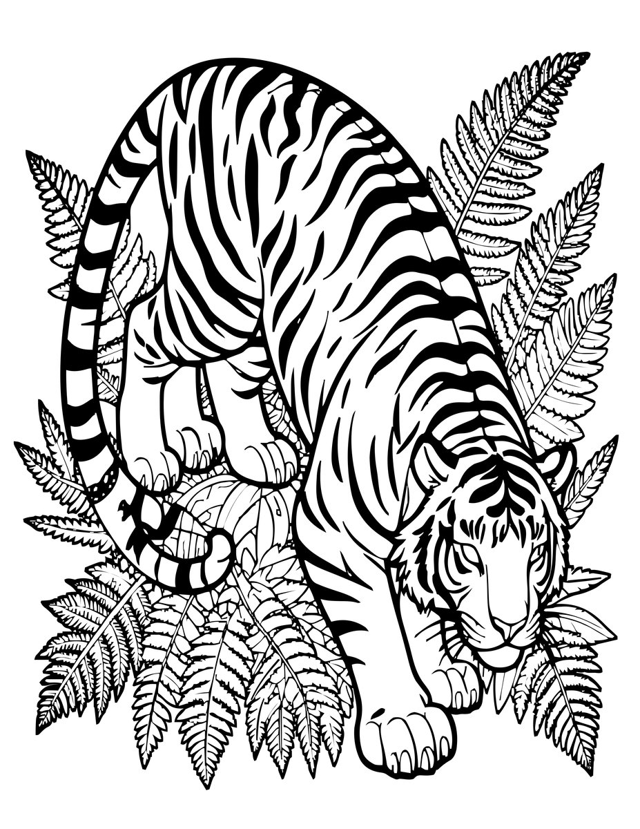 Tiger Tail - free printable coloring page