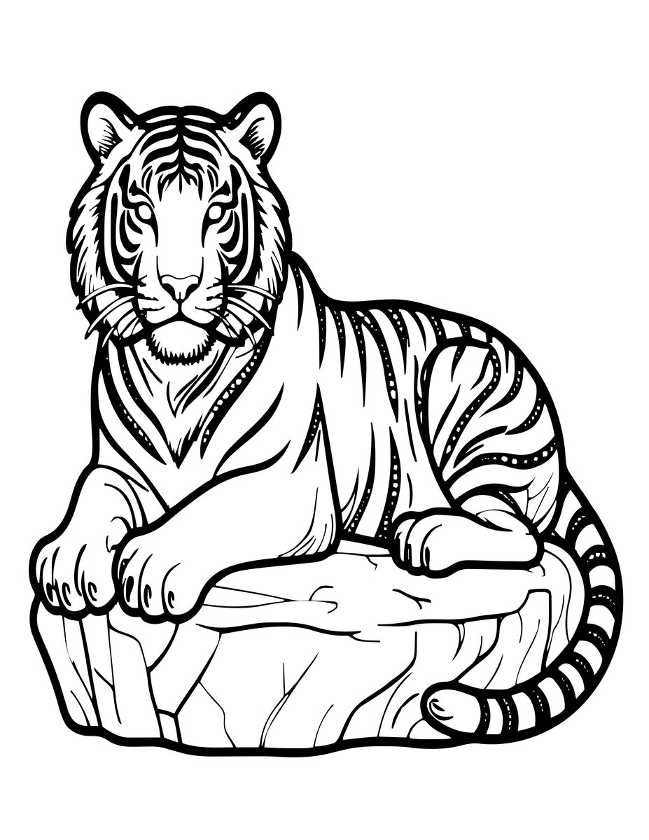 White Tiger - free printable coloring page