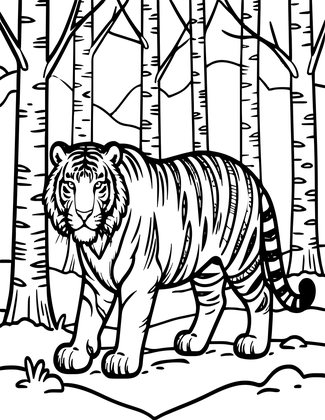 Tiger in Snow - Free printable coloring page