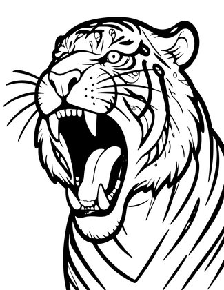 Tiger Yawning - Free printable coloring page