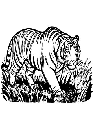 Tiger Prowling - Free printable coloring page